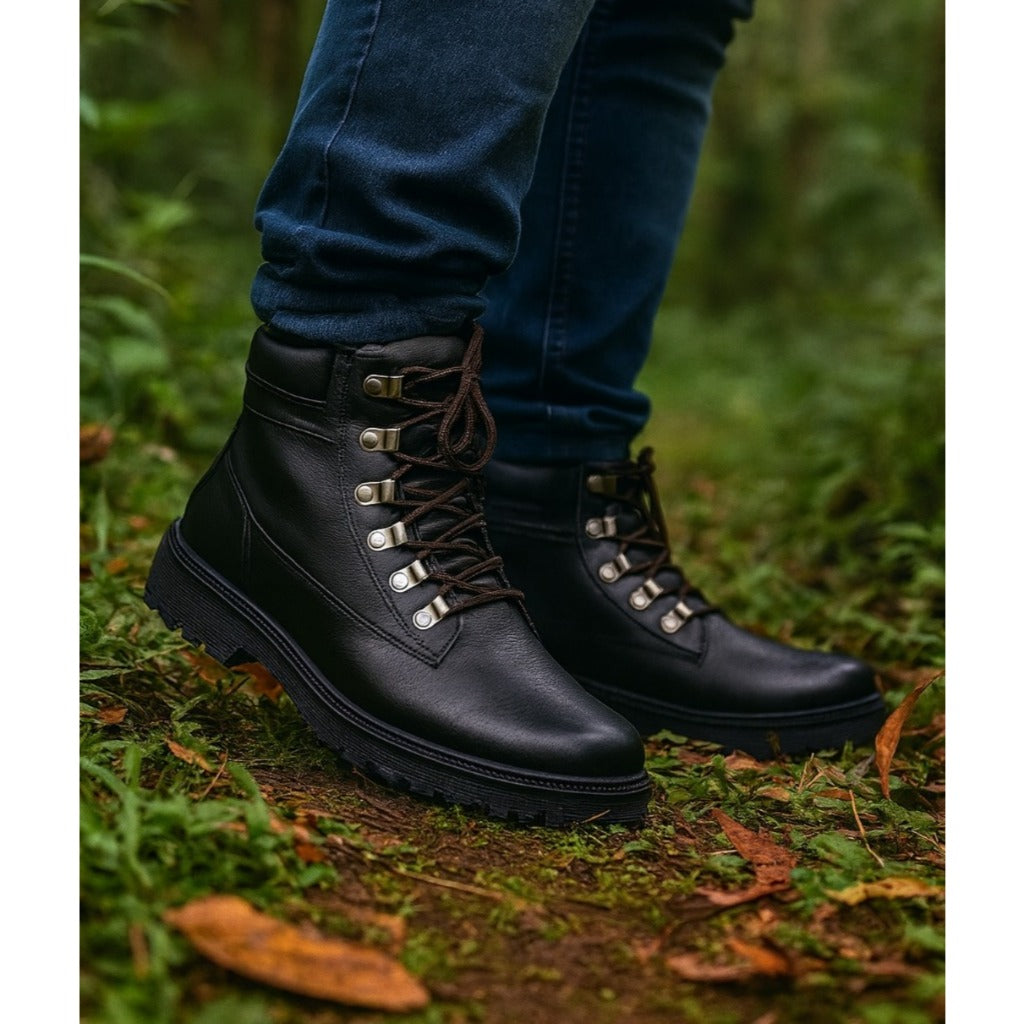 Coturno Masculino Em Couro Legítimo Solado De Borracha - Rei da Bota