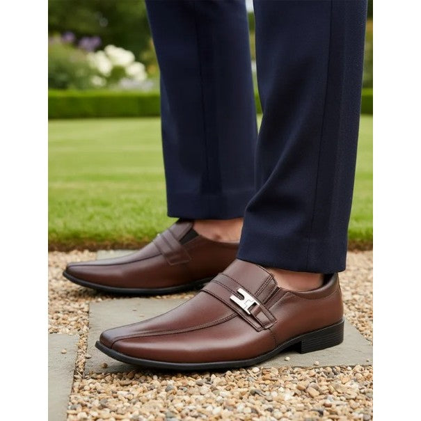 Sapato - Social Sintético Preto/Marrom | Rei da Bota