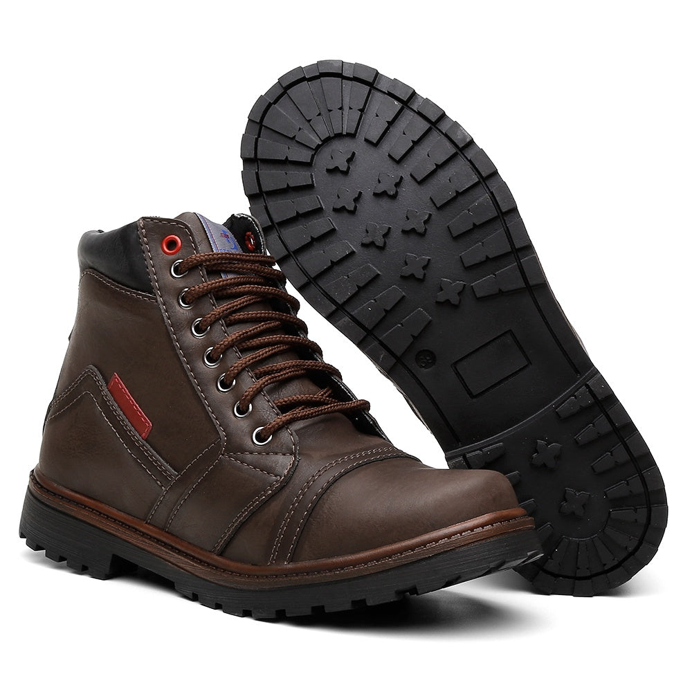 Bota Coturno Masculino Cano Médio Extra Leve e Confortável - Rei da Bota